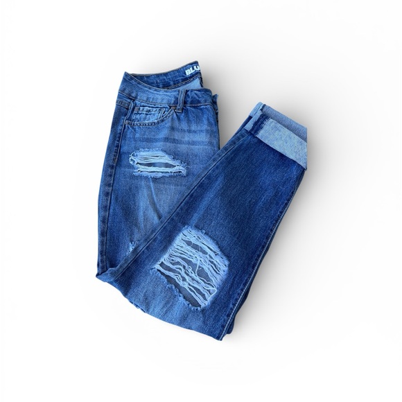 Blue Spice Women's Distressed Boyfriend Jeans mom jeans ankle - Picture 2 of 10